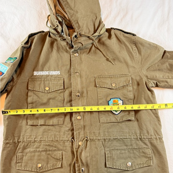 Olive Green Hooded Jacket with Patches - Picture 10 of 11